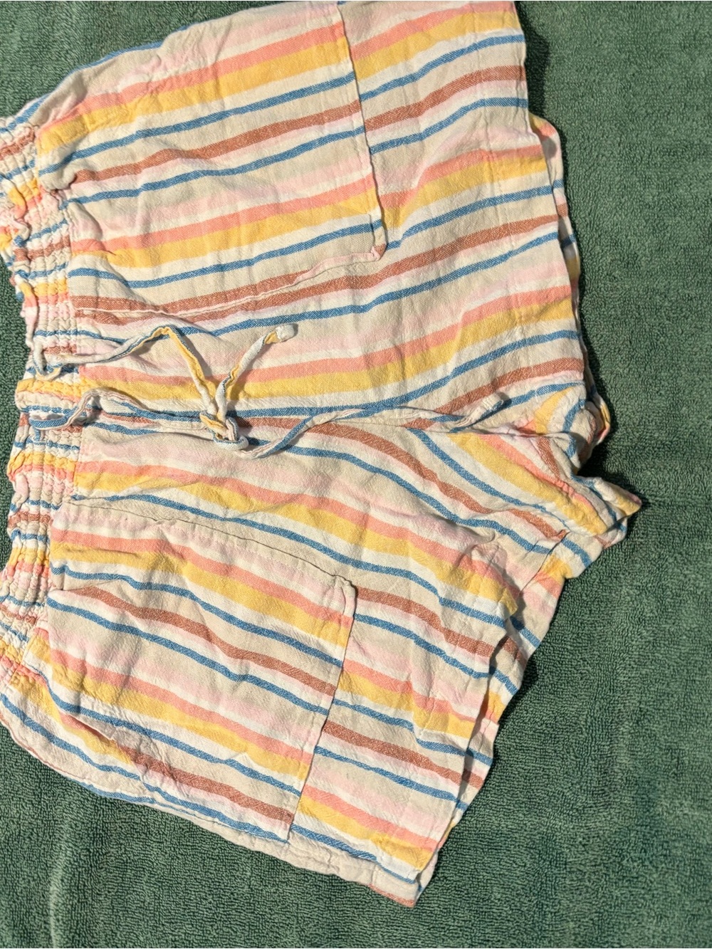 Striped Pastel Drawstring Shorts - Multicolor